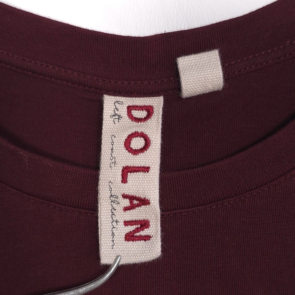 DOLAN Anthropologie Draped Mini Dress SMALL Tie Waist Cotton Burgundy T-Shirt - Picture 7 of 11